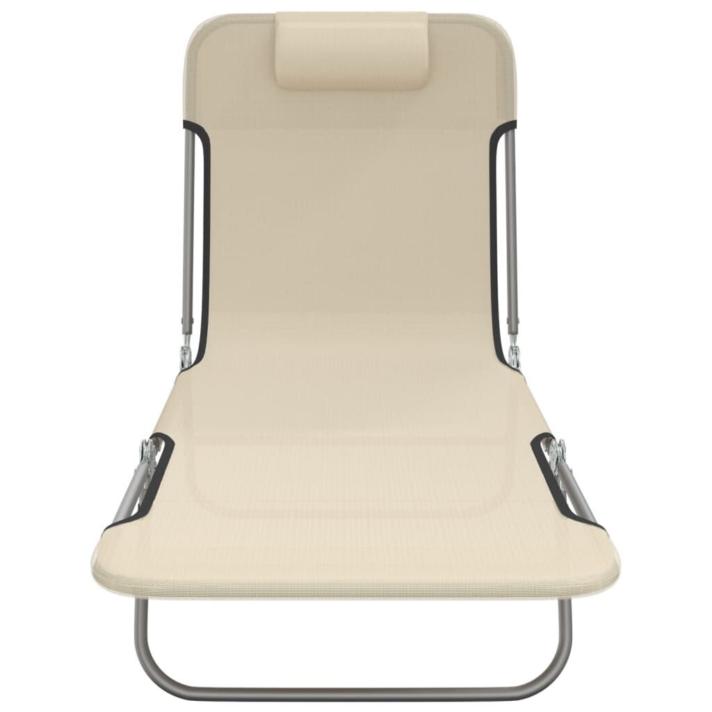Folding Sun Loungers 2 pcs Cream Textilene and Steel Price