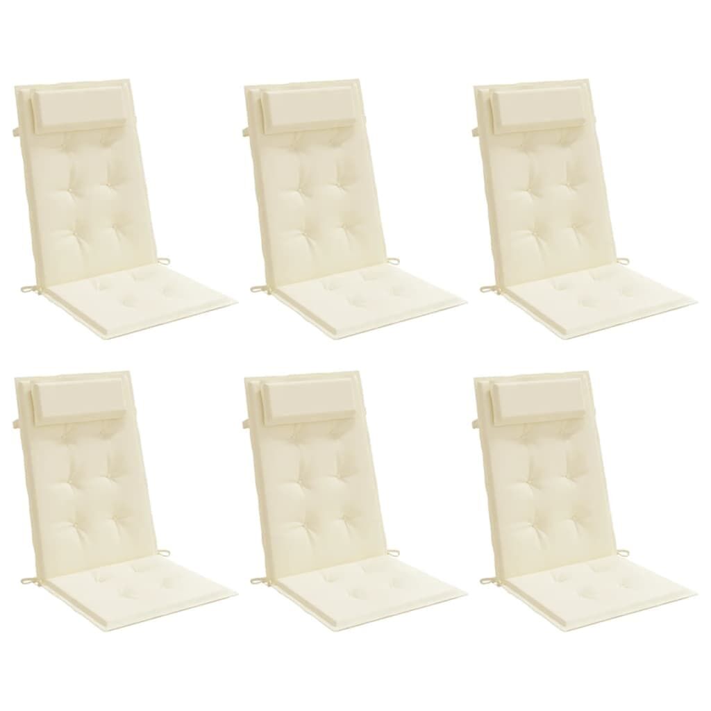 Highback Chair Cushions 6 pcs Cream Oxford Fabric Price