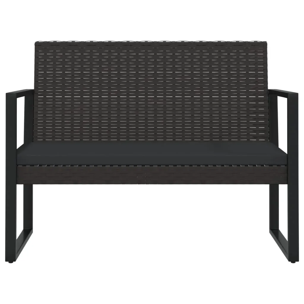 Garden Bench with Cushions Black 106 cm Poly Rattan Price