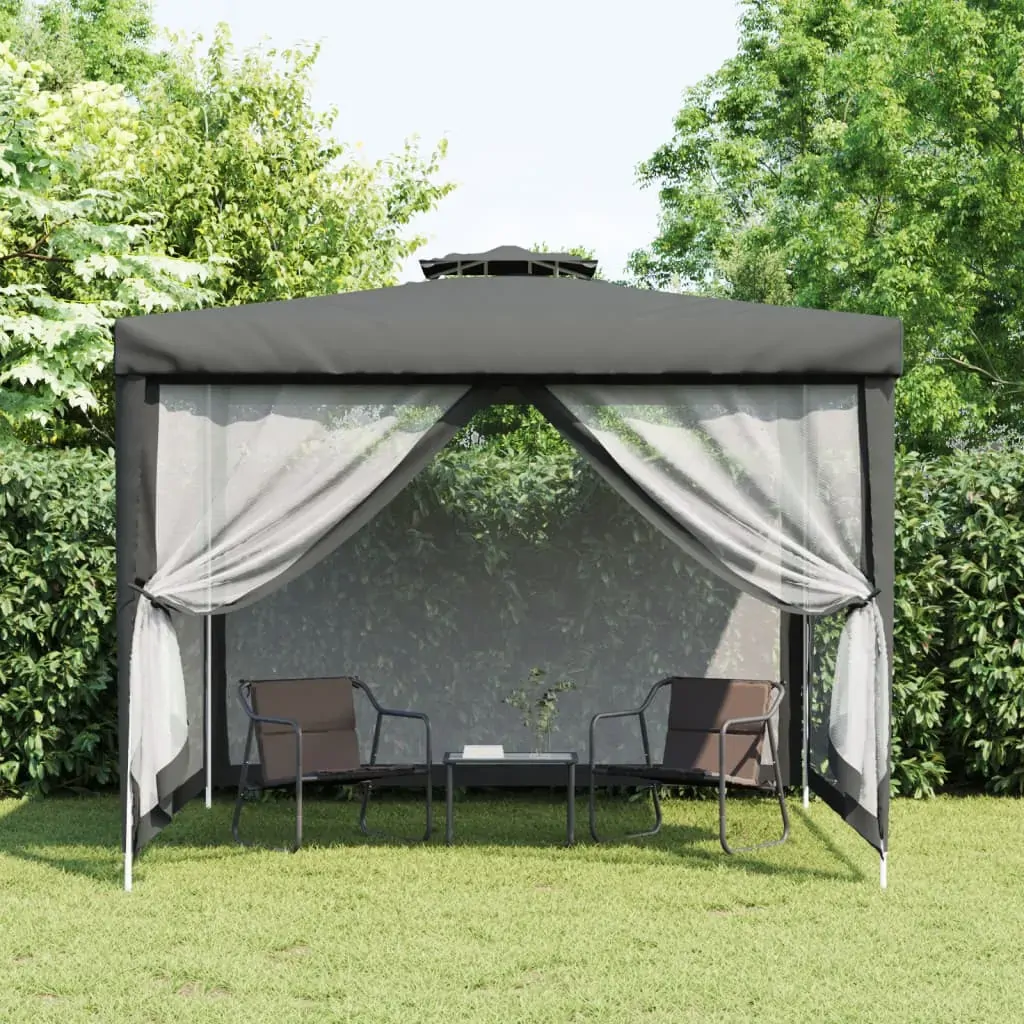 Gazebo with Double Roof Anthracite 3x3x2.68 m Fabric Price