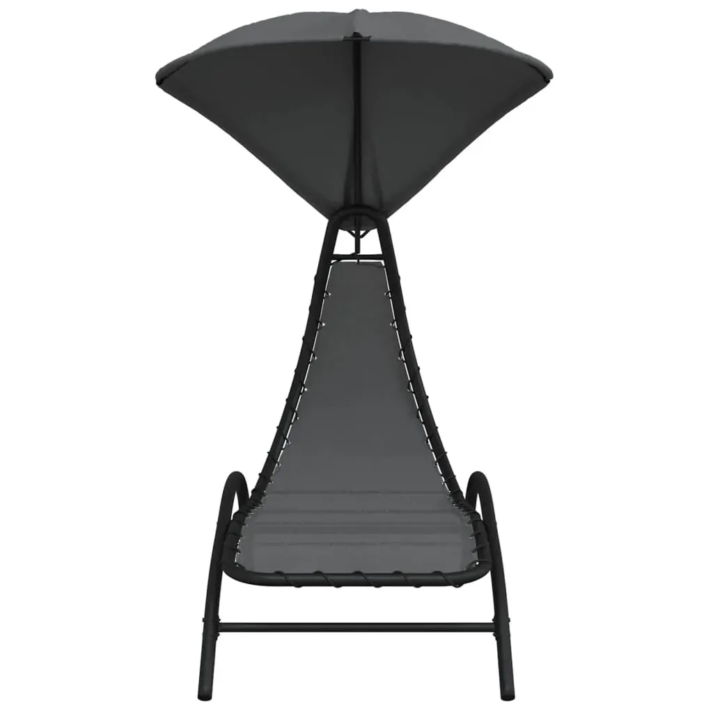 Sun Lounger with Canopy Dark Grey 167x80x195 cm Fabric&Steel Price