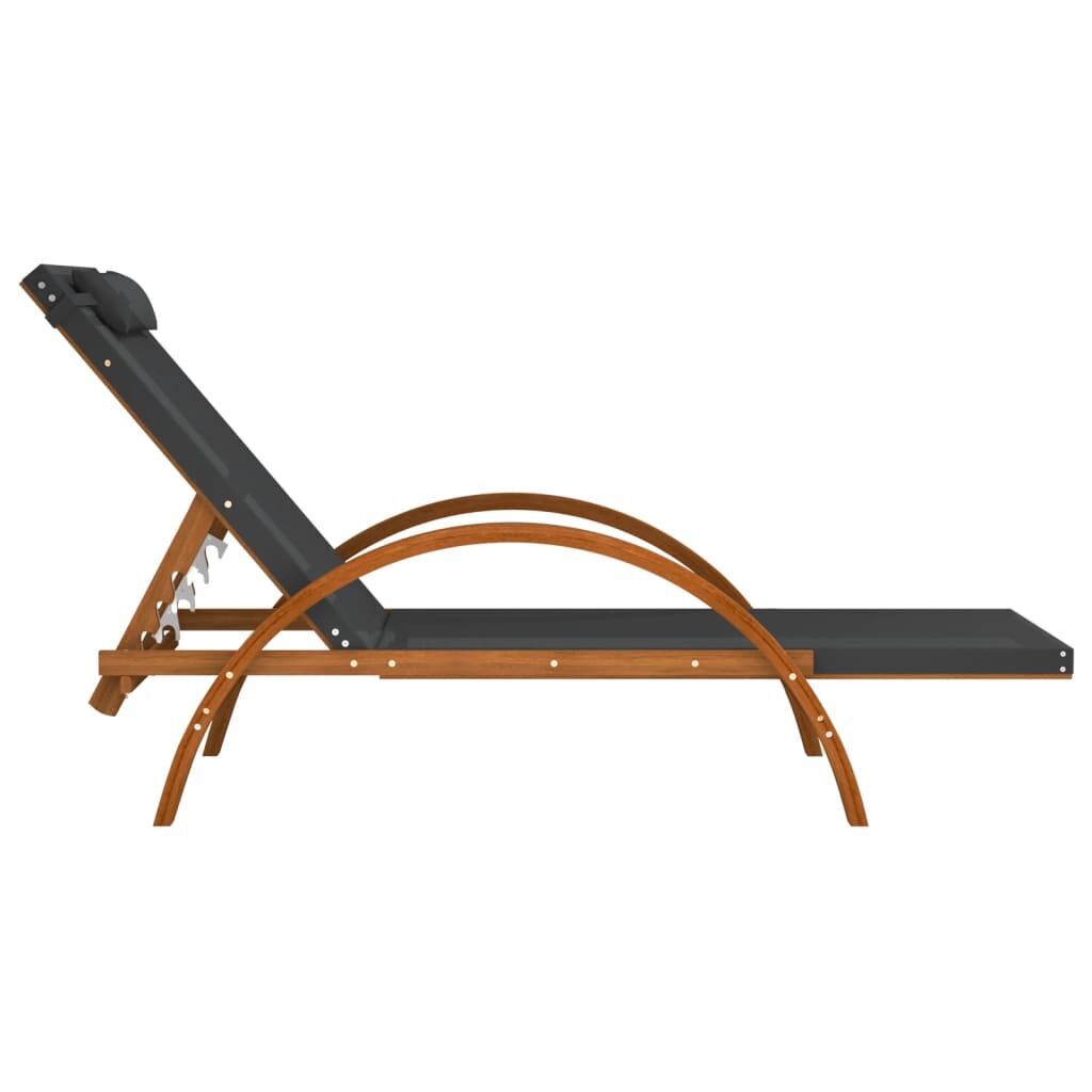 Sun Lounger with Pillow Grey Textilene and Solid Wood Poplar Price