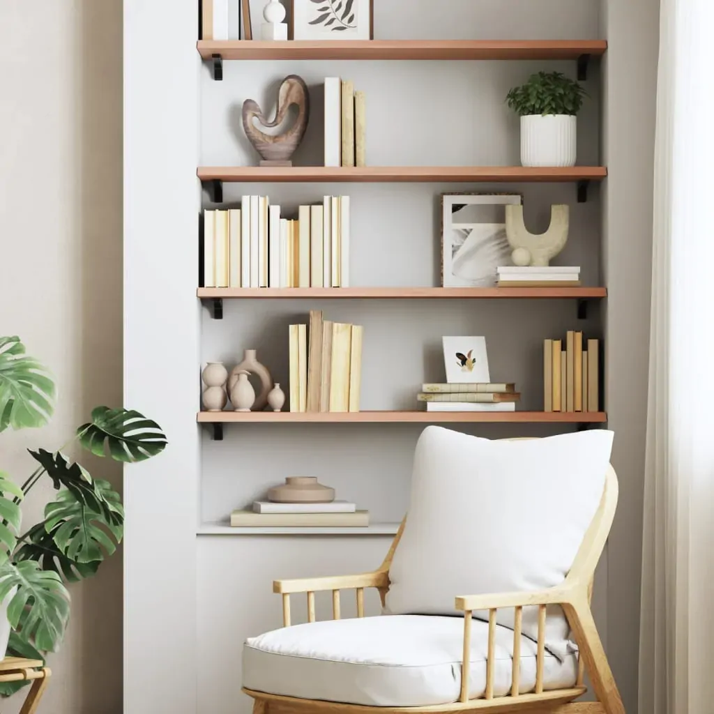 Wall Shelf Light Brown 80x30x2 cm Treated Solid Wood Oak Price