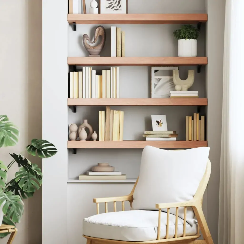 Wall Shelf Light Brown 100x30x(2-6) cm Treated Solid Wood Oak Price