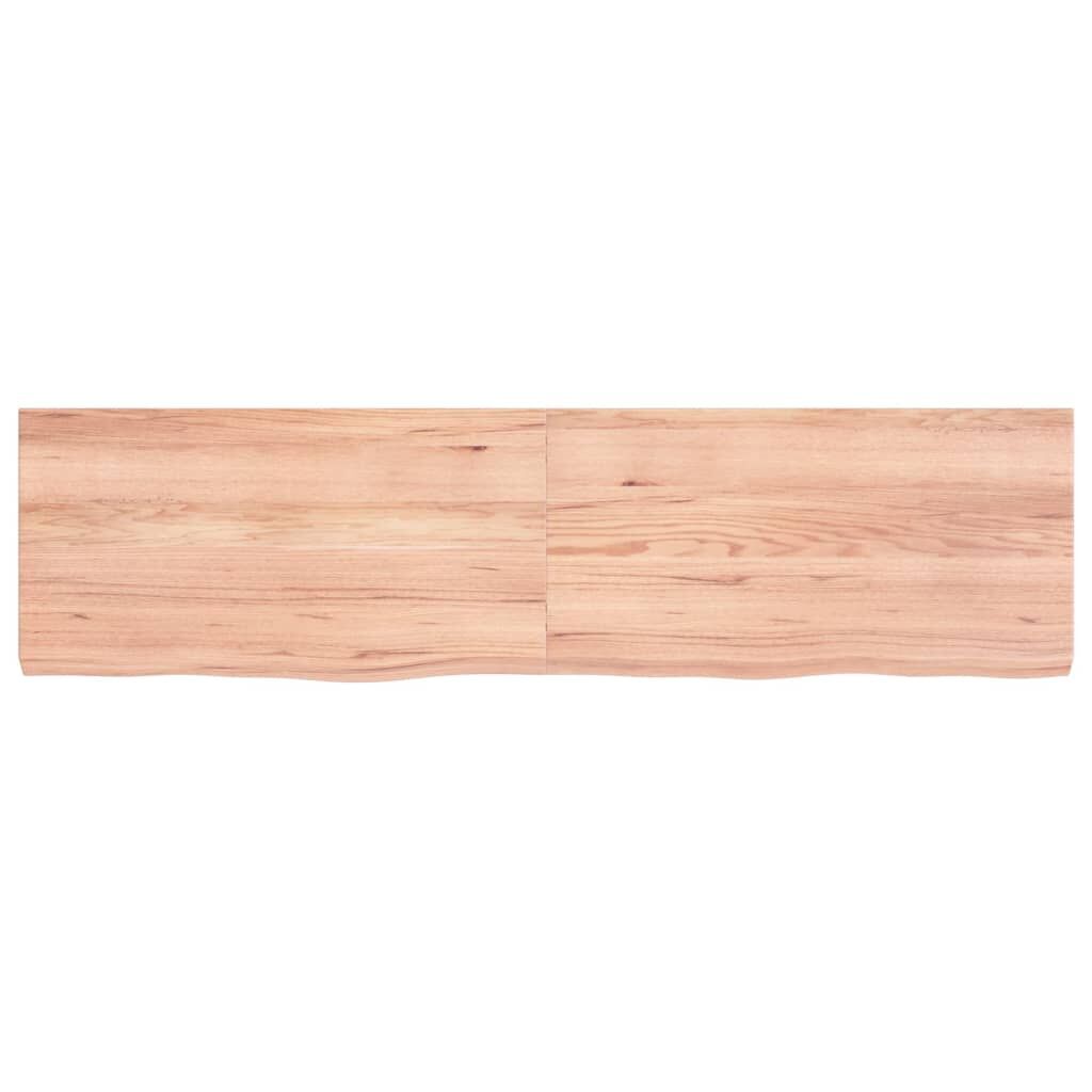 Wall Shelf Light Brown 120x30x(2-4) cm Treated Solid Wood Oak Price