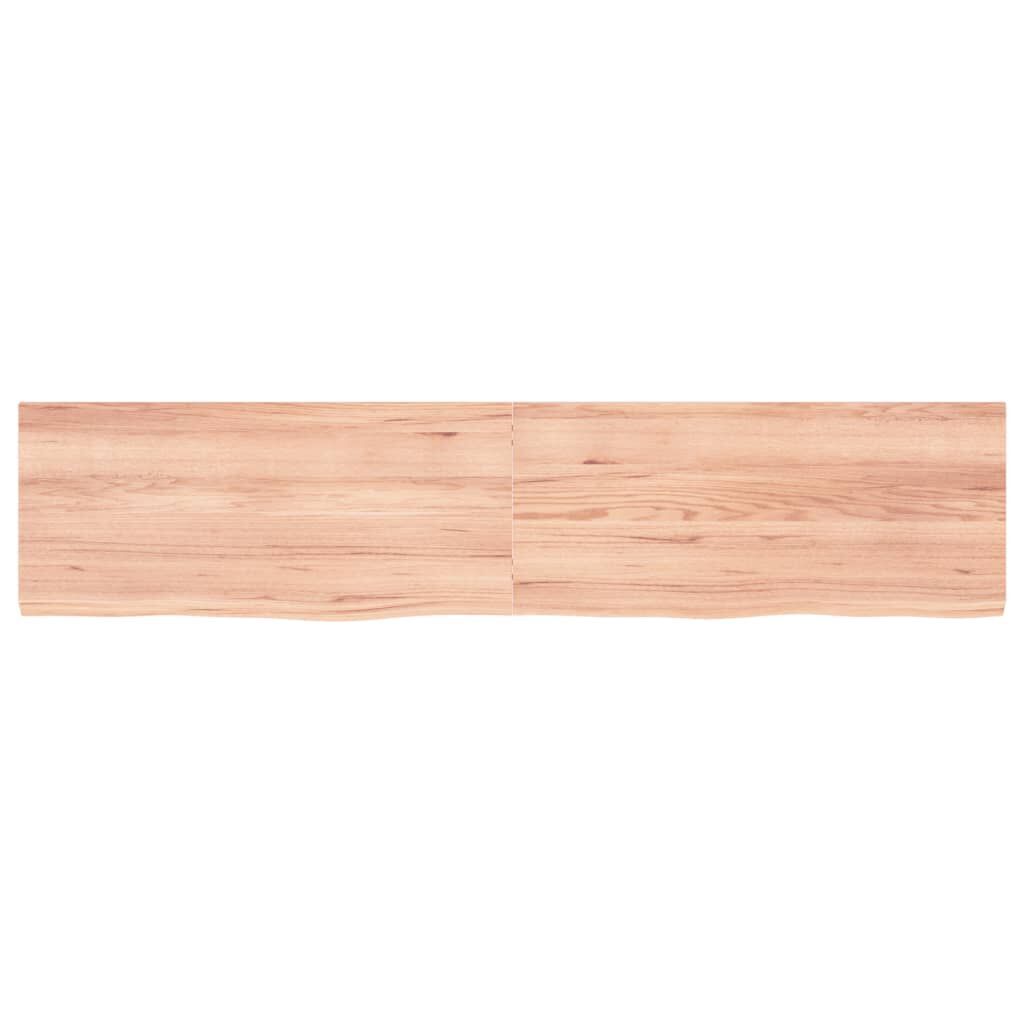 Wall Shelf Light Brown 180x40x(2-4) cm Treated Solid Wood Oak Price