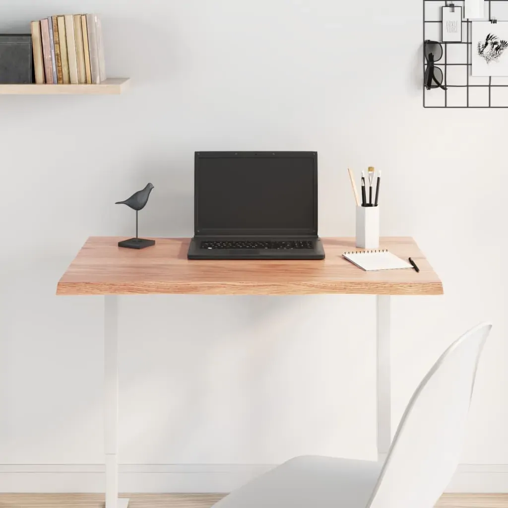 Table Top Light Brown 80x60x2 cm Treated Solid Wood Oak Live Edge Price