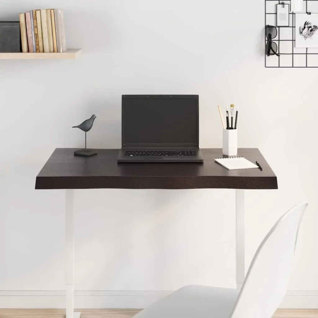 Table Top Dark Brown 80x40x(2-4) cm Treated Solid Wood Live Edge Price