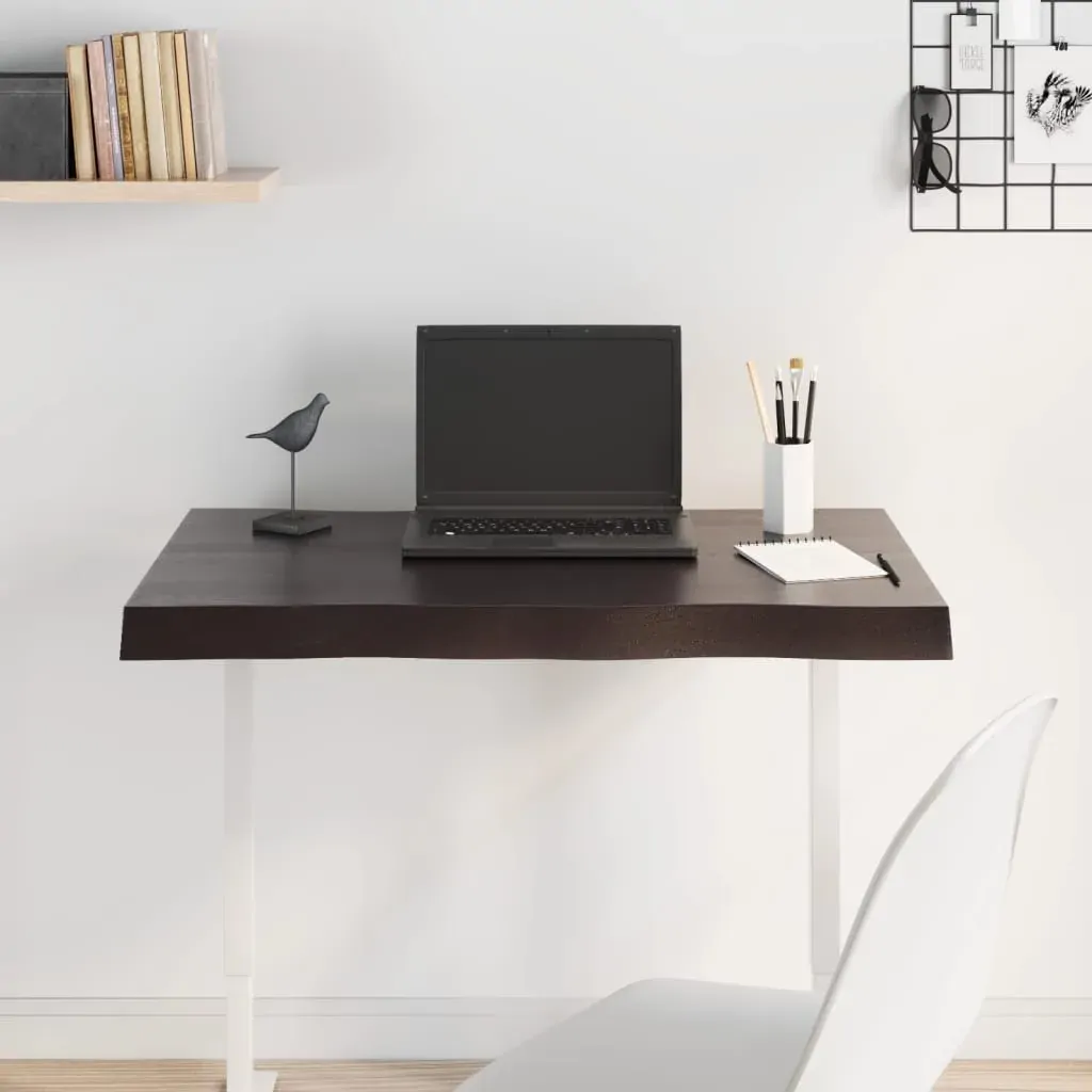 Table Top Dark Brown 80x60x(2-6) cm Treated Solid Wood Live Edge Price