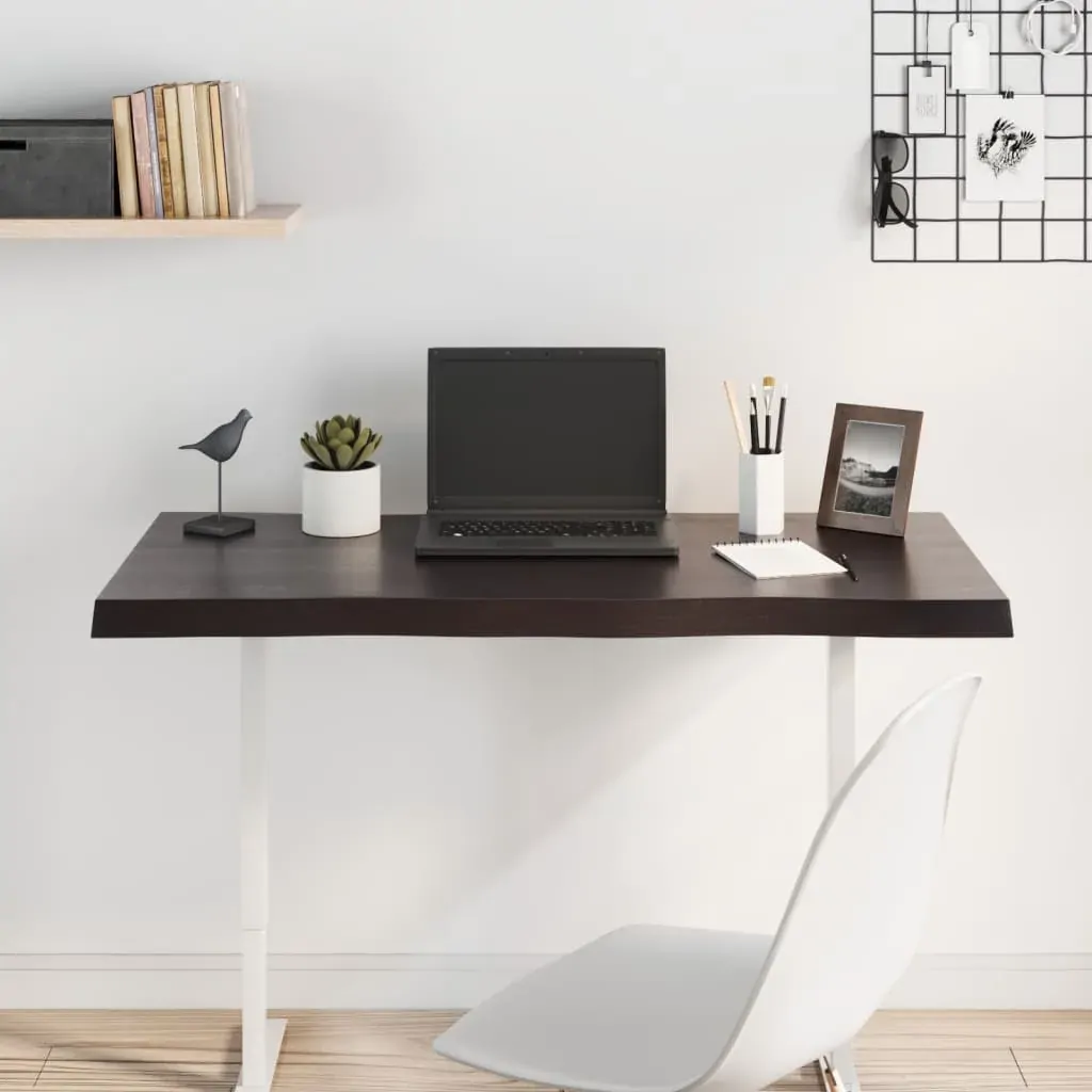 Table Top Dark Brown 100x50x(2-4) cm Treated Solid Wood Live Edge Price