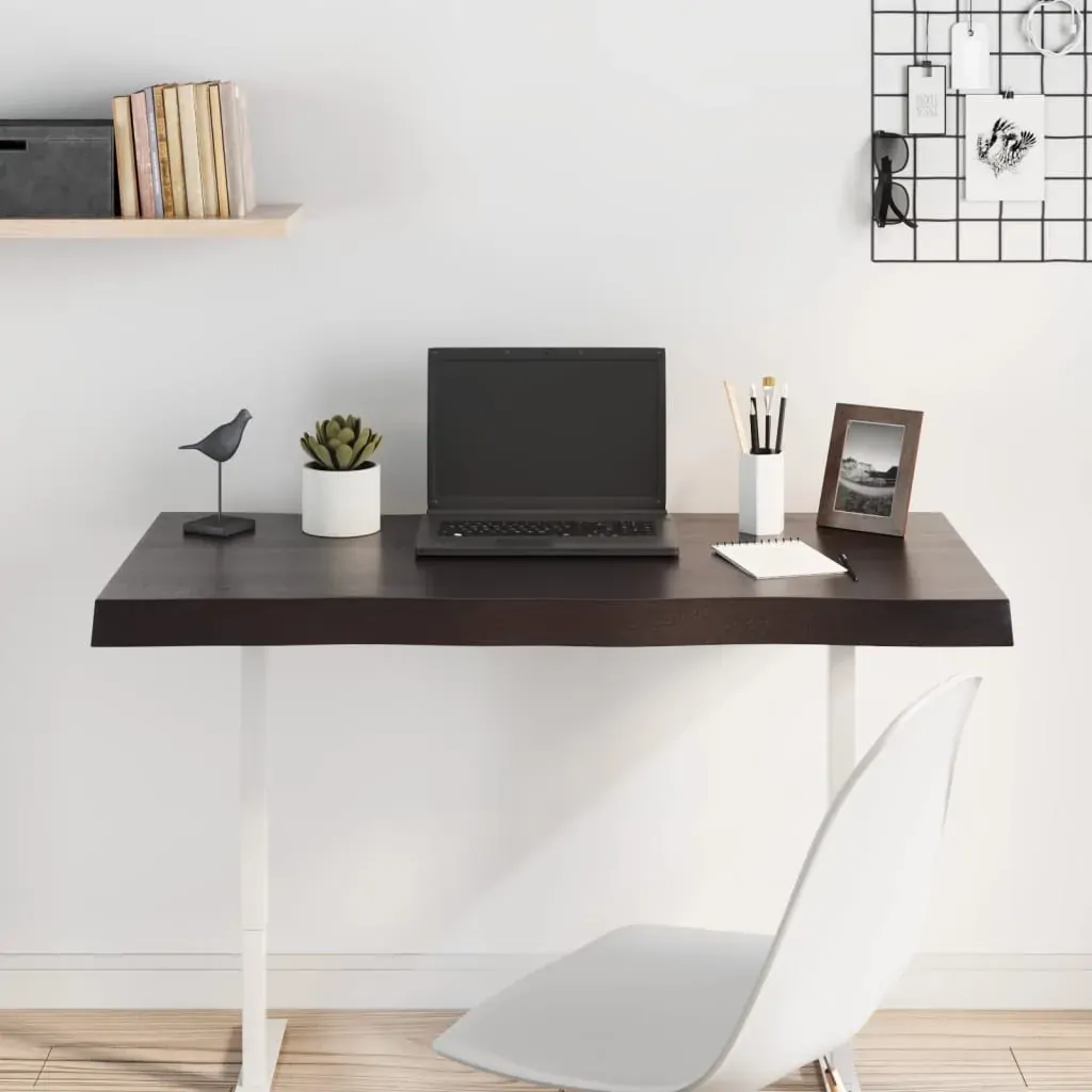Table Top Dark Brown 100x60x(2-6) cm Treated Solid Wood Live Edge Price