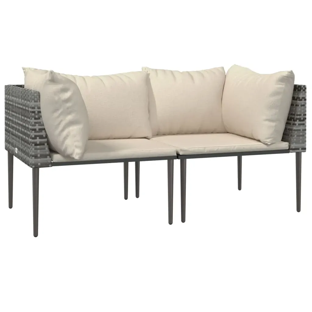Garden Corner Sofas with Cushions 2 pcs Grey Poly Rattan Price