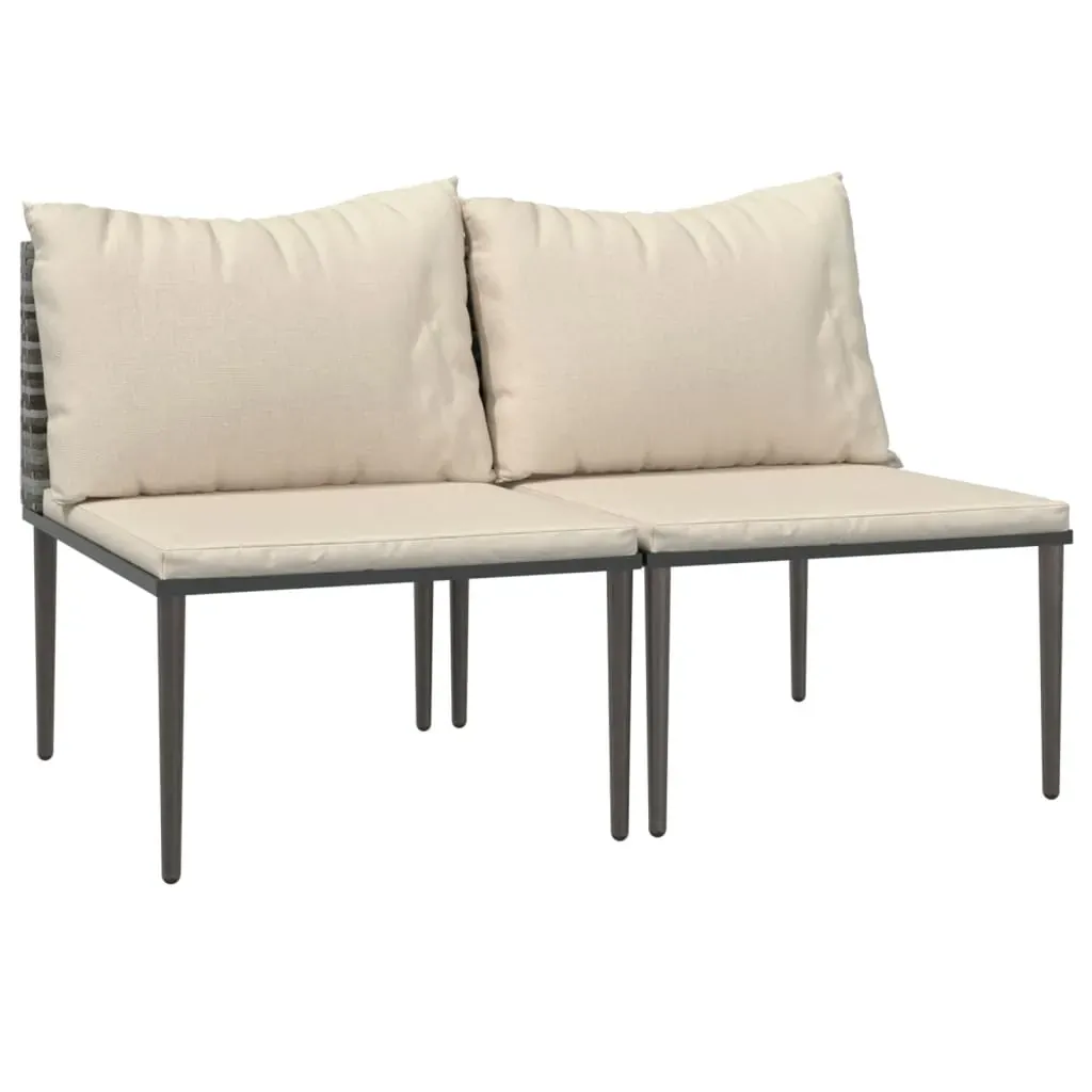 Garden Middle Sofas with Cushions 2 pcs Grey Poly Rattan Price