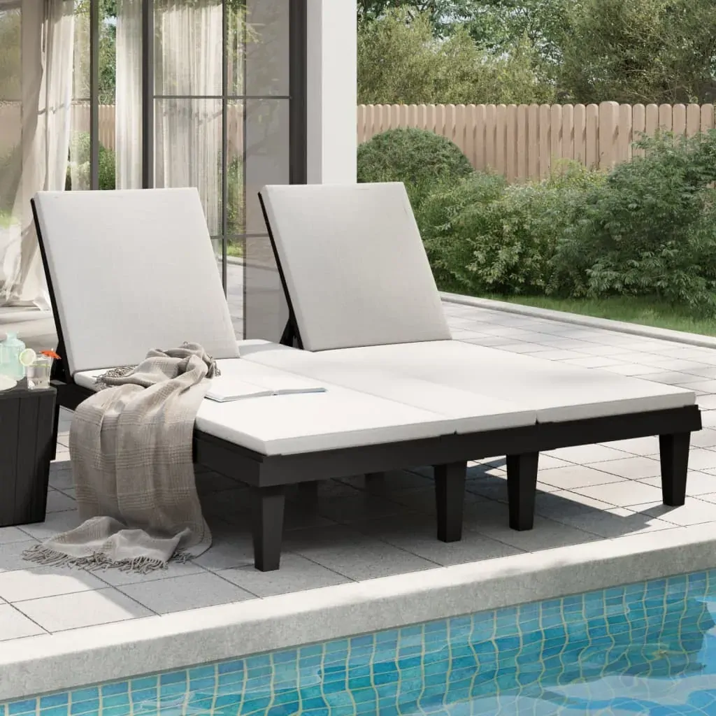 Double Sun Lounger Black 155x138x83 cm Polypropylene Price