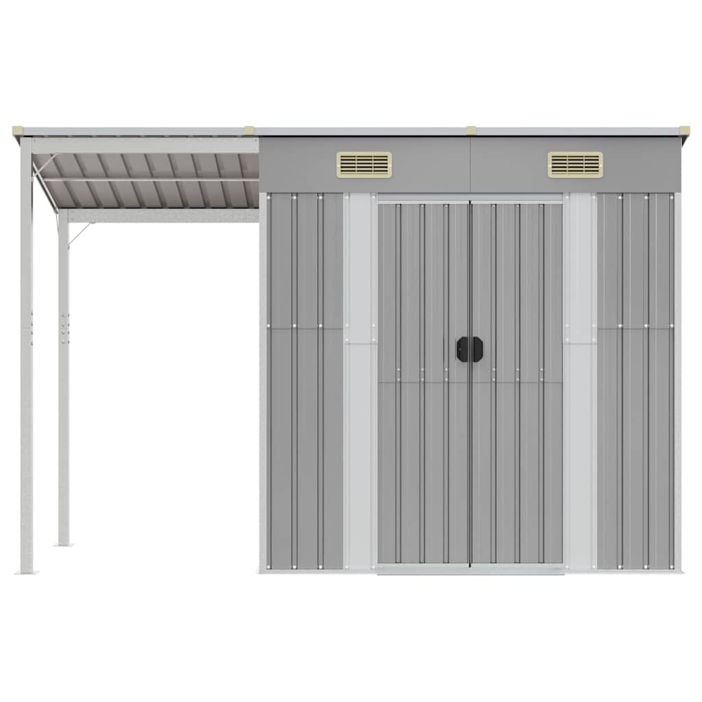 Garden Shed with Extended Roof Light Grey 277x110.5x181 cm Steel Price