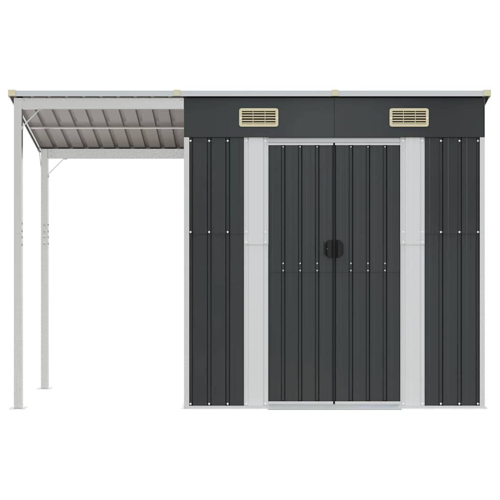 Garden Shed with Extended Roof Anthracite 277x110.5x181 cm Steel Price