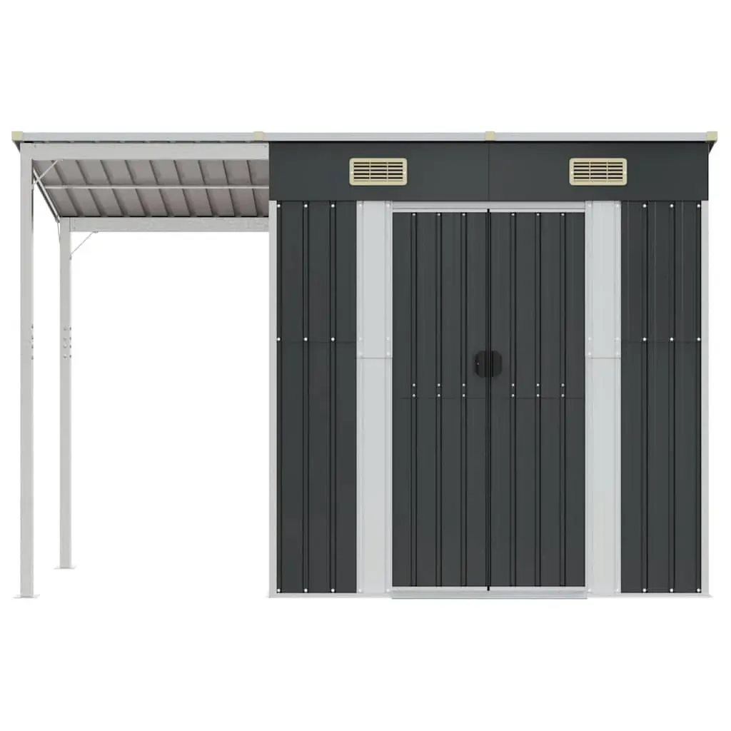 Garden Shed with Extended Roof Anthracite 277x107x181 cm Steel Price