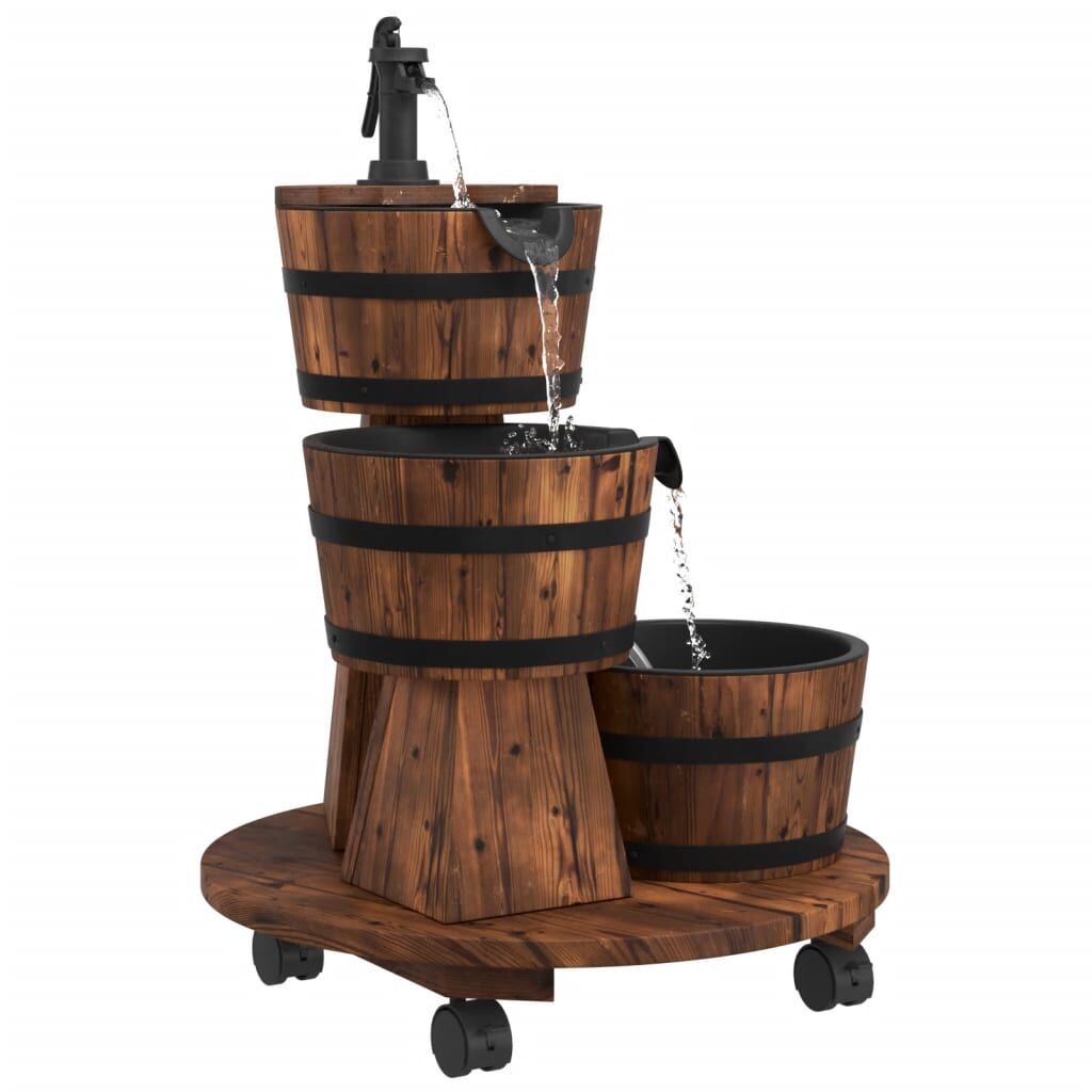 Wheeled Water Fountain with Pump 55x55x80 cm Solid Wood Fir Price