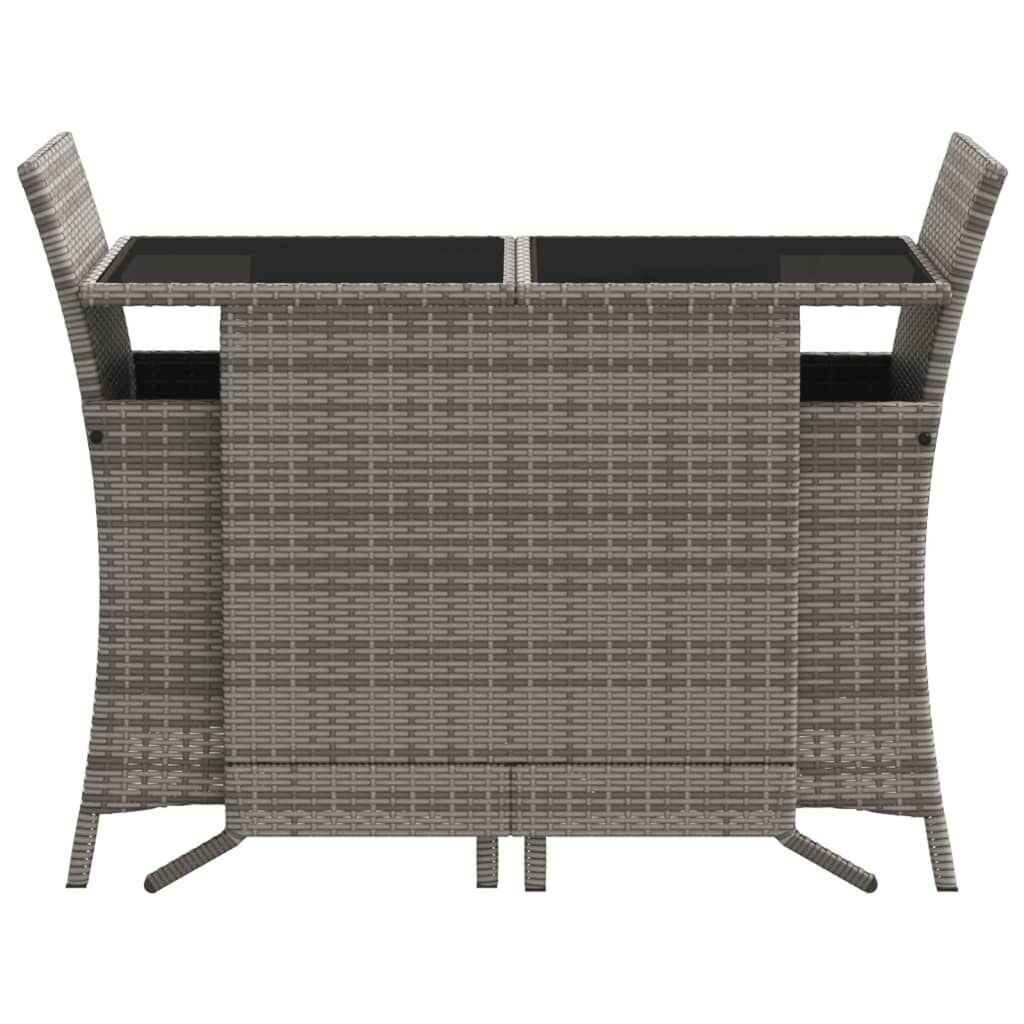3 Piece Bistro Set with Cushions Grey Poly Rattan Price