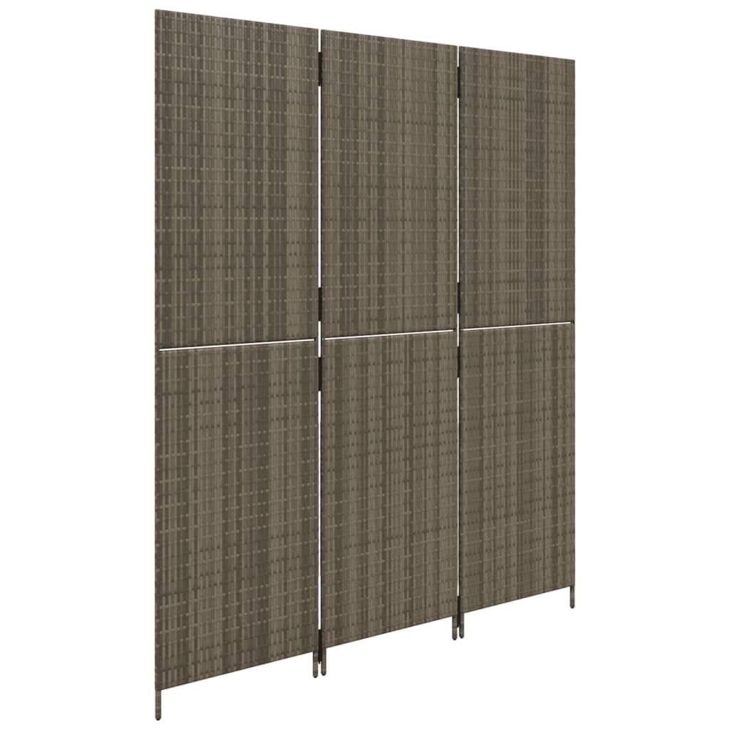 Room Divider 3 Panels Grey Poly Rattan Price