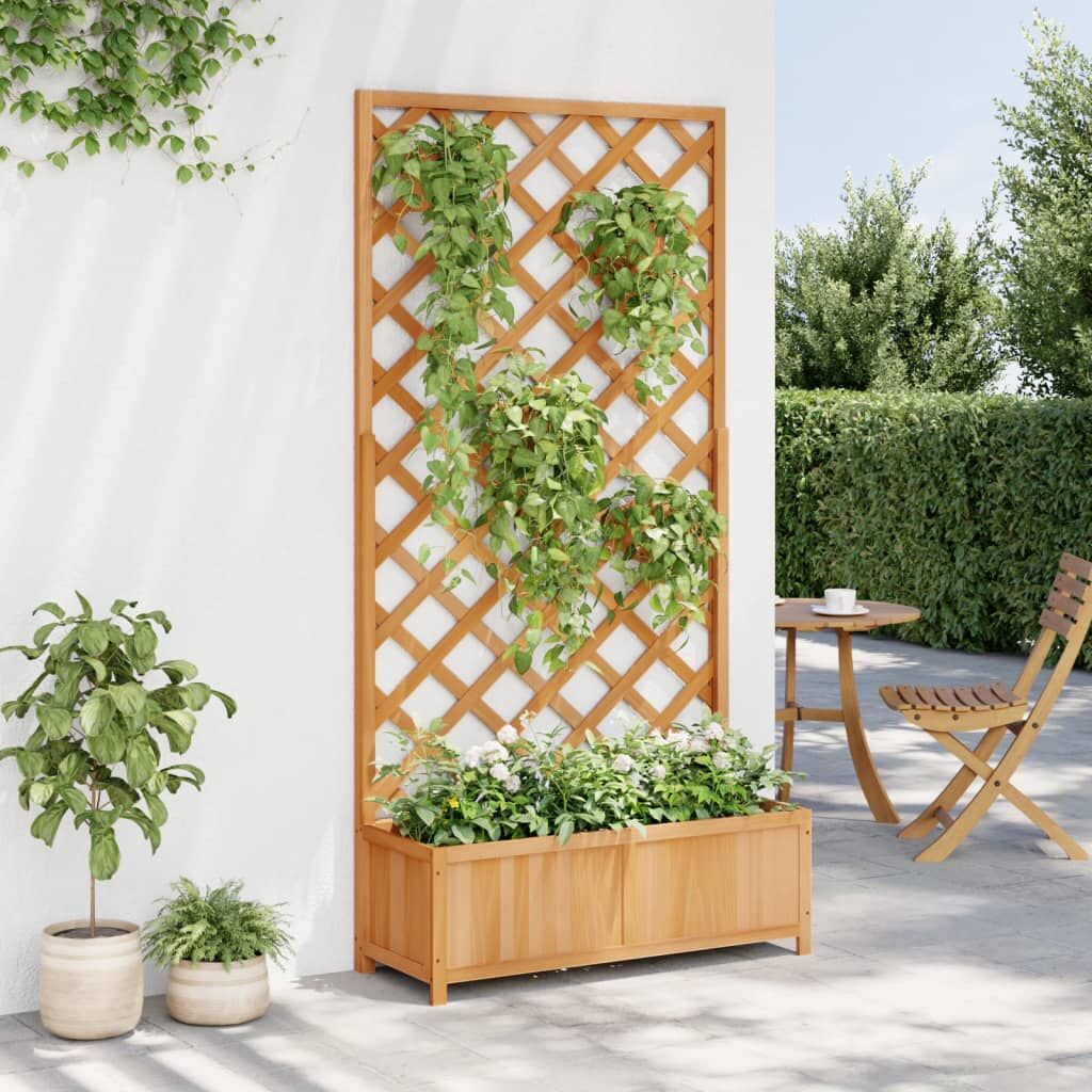 Planter with Trellis Brown Solid Wood Fir Price