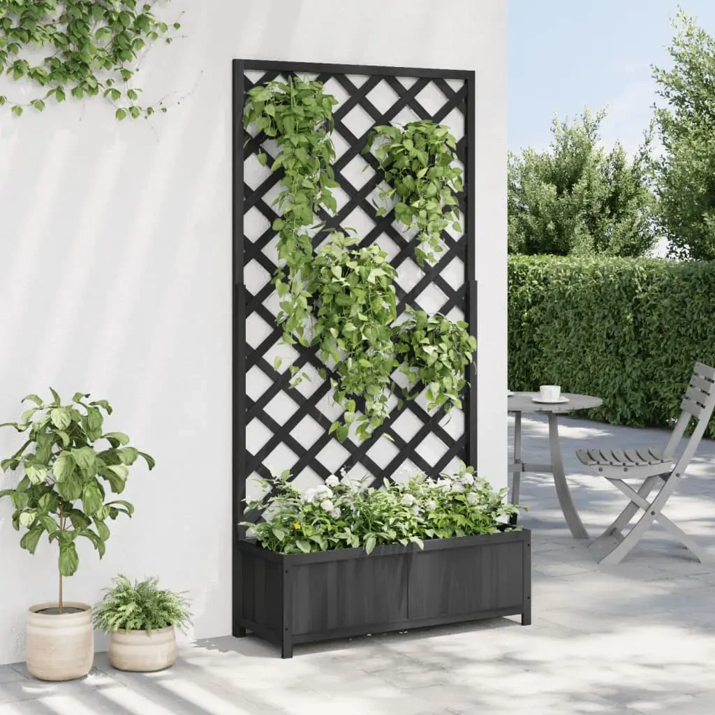 Planter with Trellis Black Solid Wood Fir Price