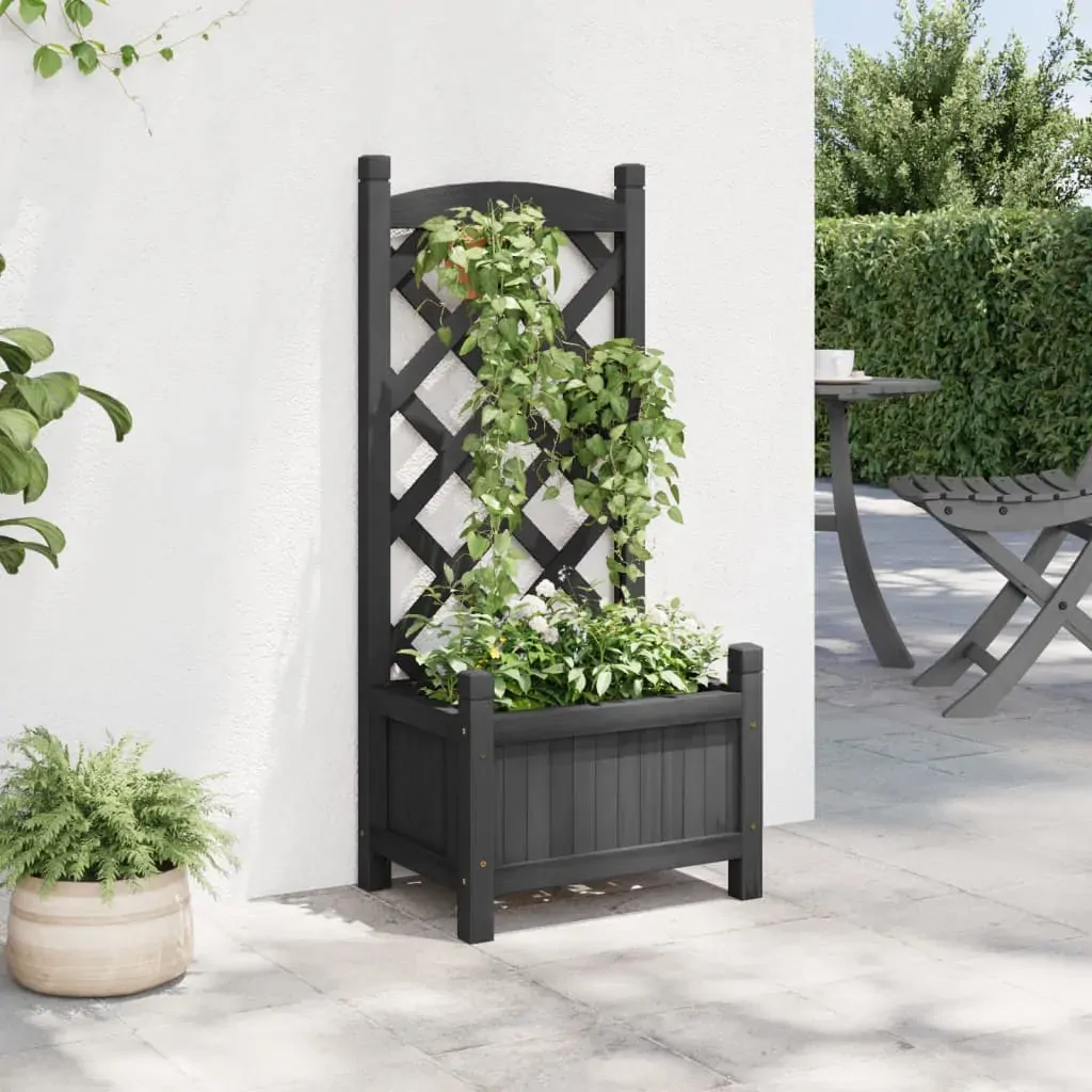 Planter with Trellis Black Solid Wood Fir Price