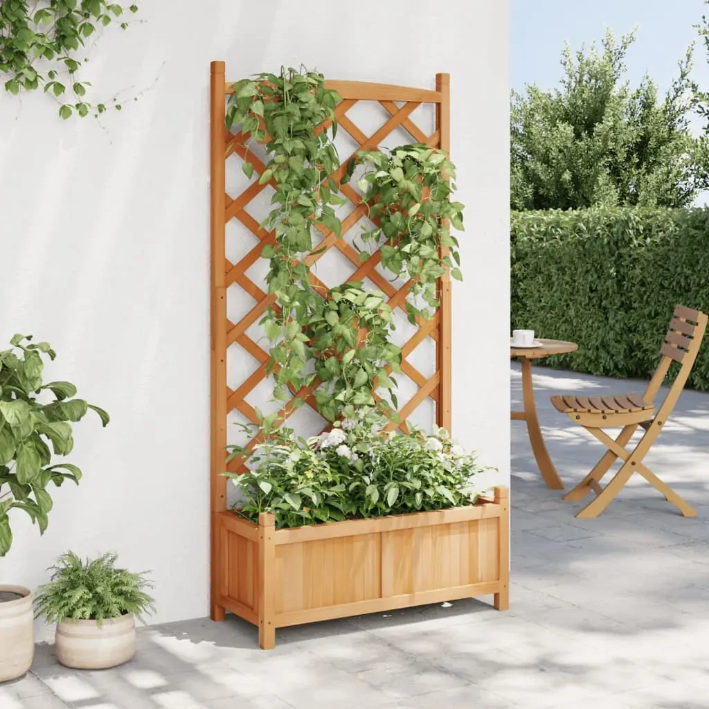 Planter with Trellis Brown Solid Wood Fir Price
