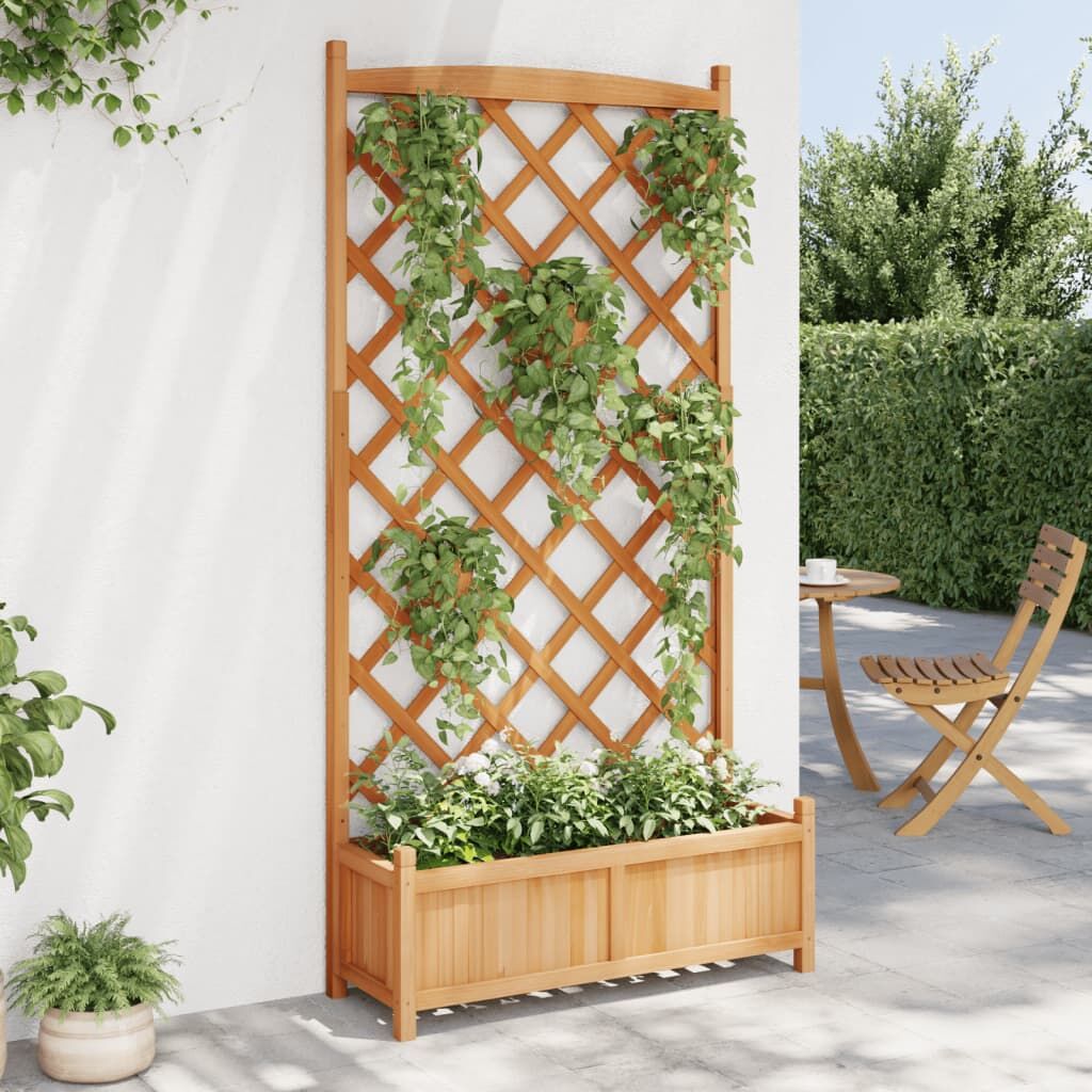 Planter with Trellis Brown Solid Wood Fir Price