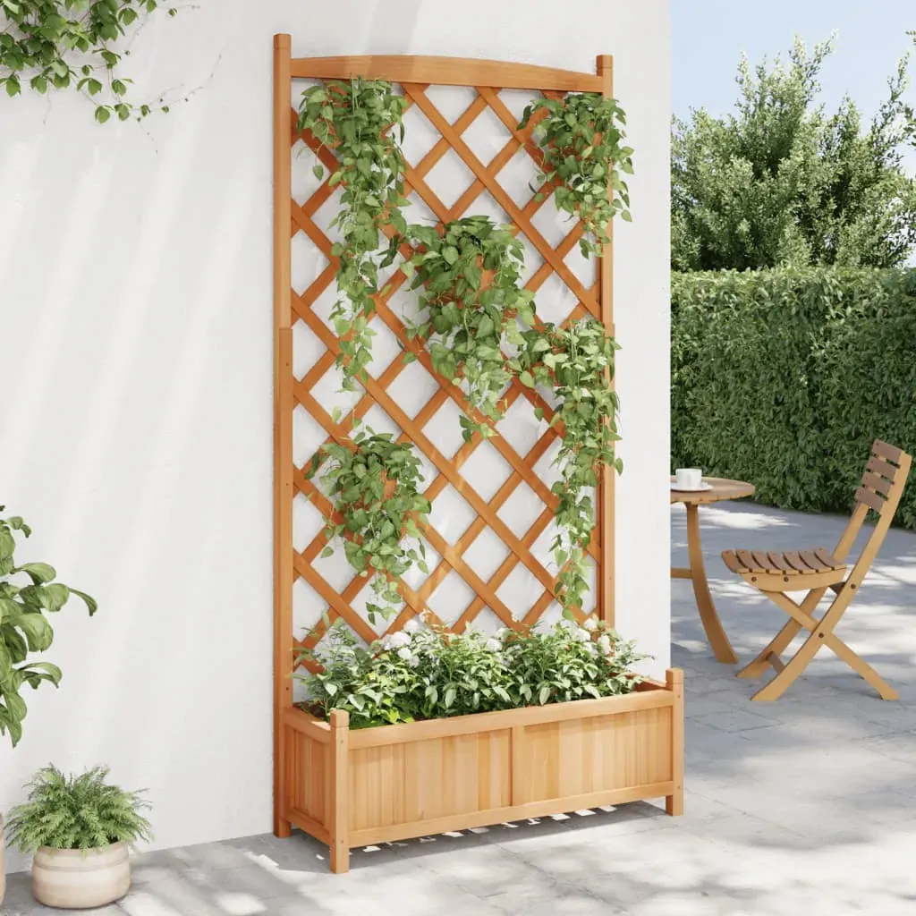 Planter with Trellis Brown Solid Wood Fir Price