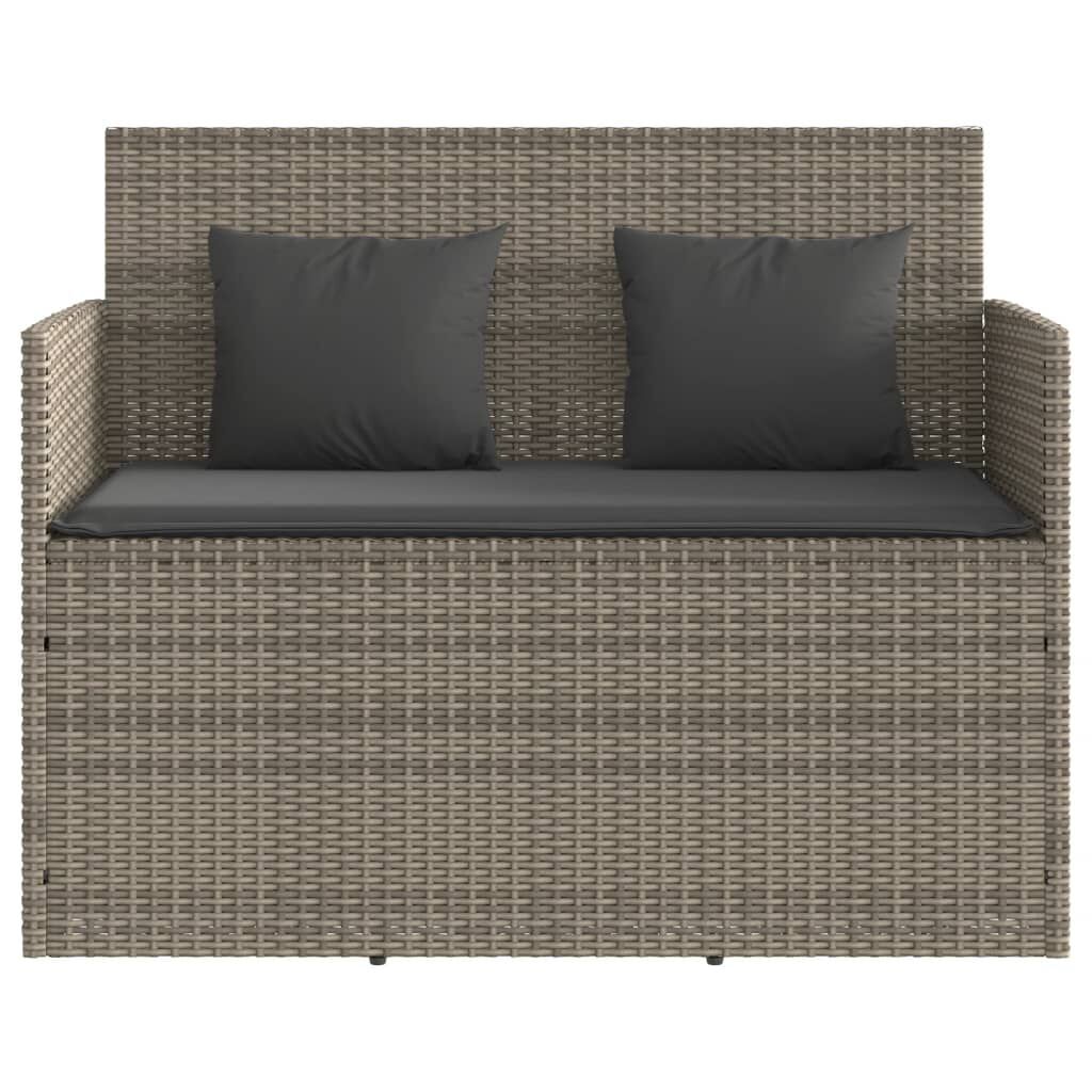 Garden Bench with Cushions Grey Poly Rattan Price