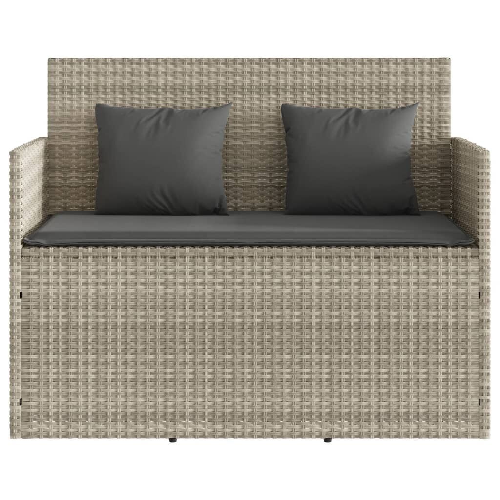 Garden Bench with Cushions Light Grey Poly Rattan Price