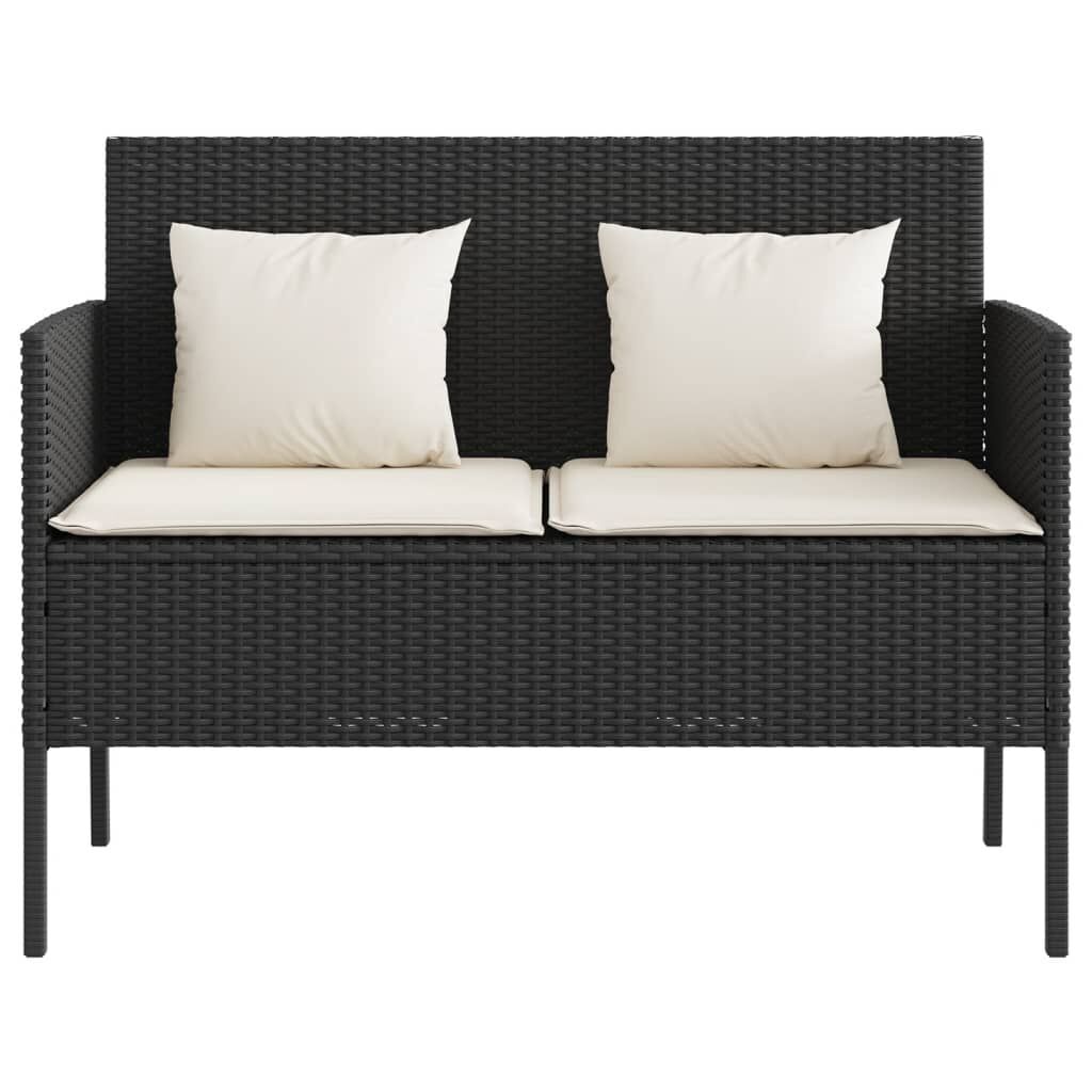 Garden Bench with Cushions Black Poly Rattan Price