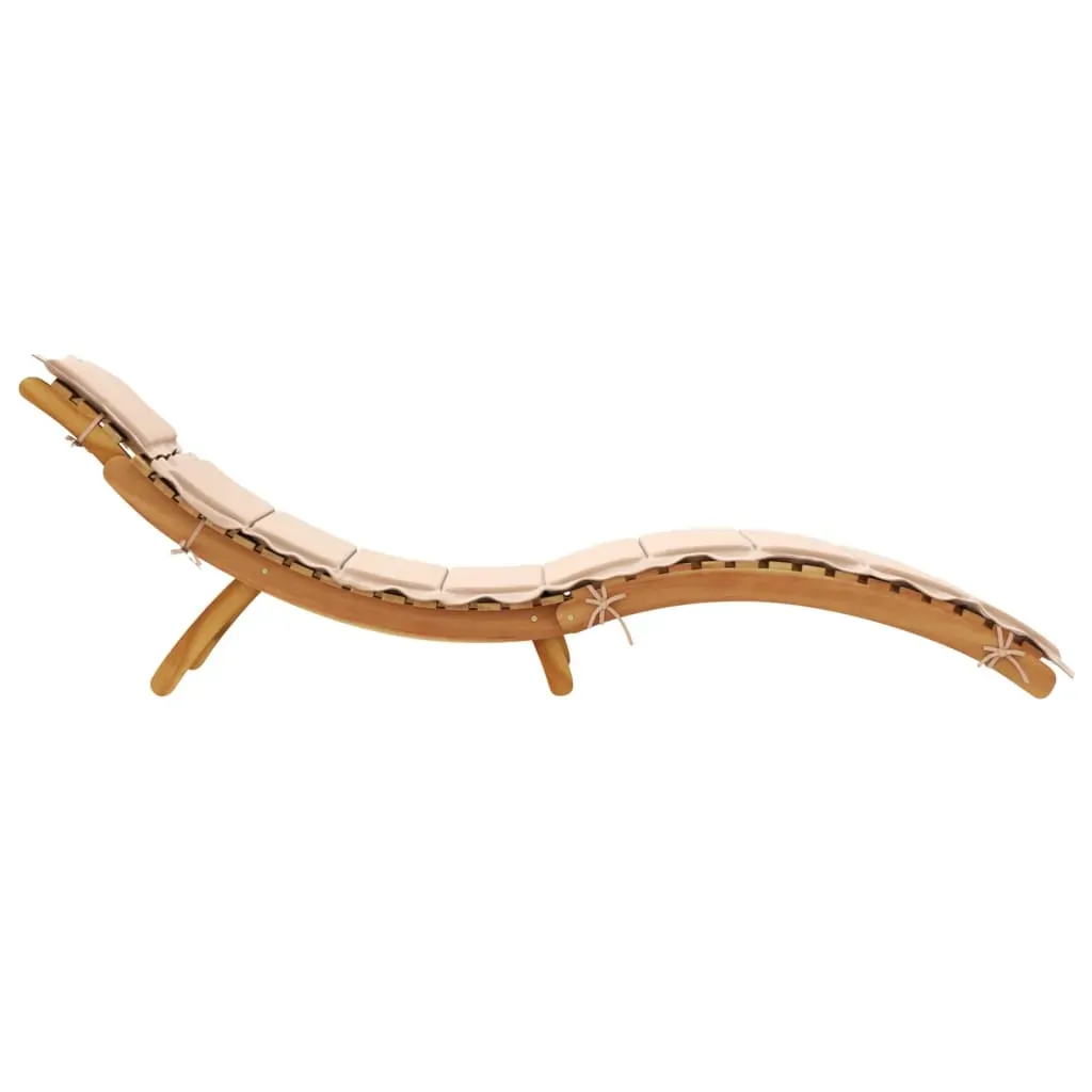 Sun Lounger with Cushion Beige Solid Wood Acacia Price