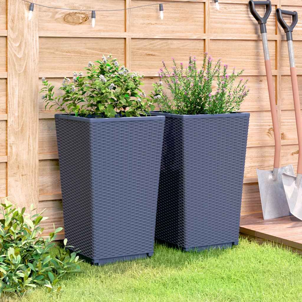 Garden Planters 2 pcs Blue Grey 32.5x32.5x57 cm PP Price
