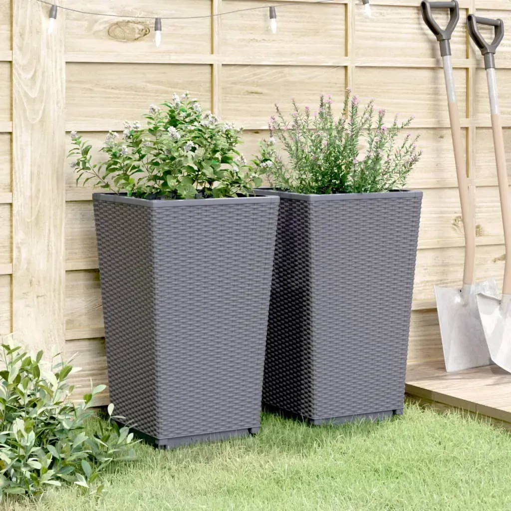Garden Planters 2 pcs Blue Grey 32.5x32.5x57 cm PP Price