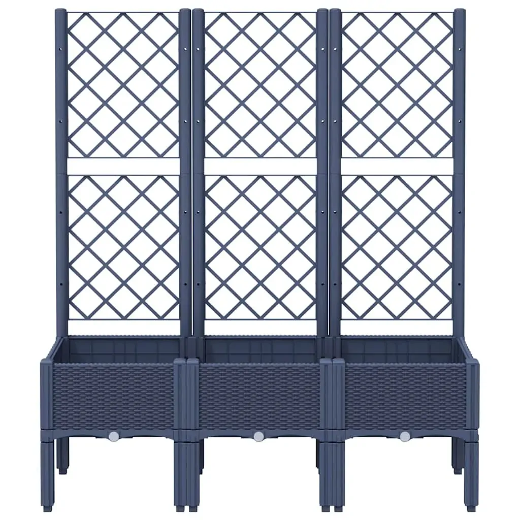 Garden Planter with Trellis Blue Grey 120x40x142 cm PP Price
