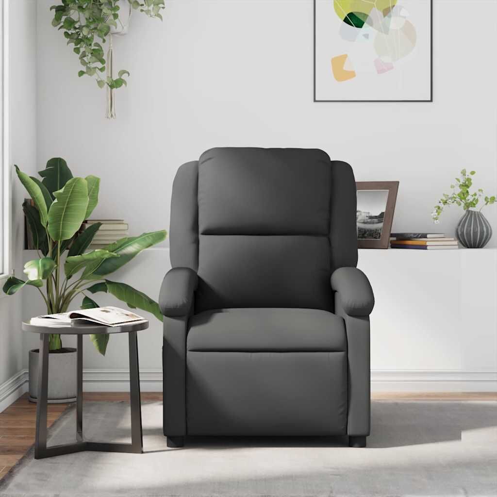 Recliner Chair Grey Real Leather Price