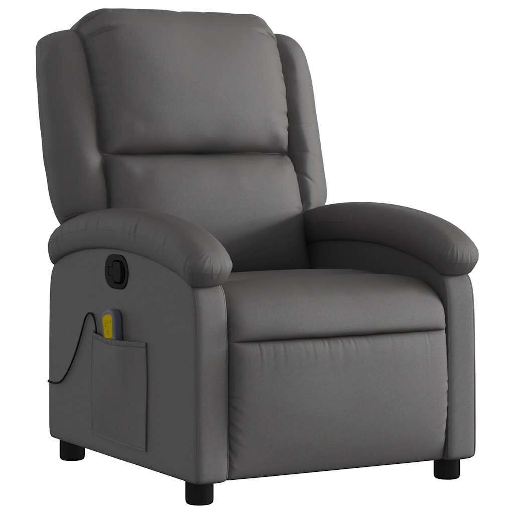 Massage Recliner Chair Grey Real Leather Price