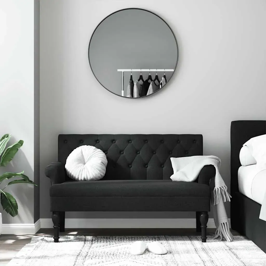 Bench with Backrest Black 120x62x75.5 cm Fabric Price