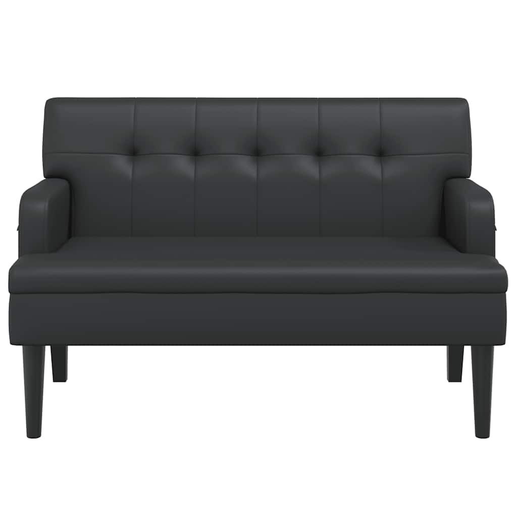Bench with Backrest Black 112x65.5x75 cm Faux Leather Price