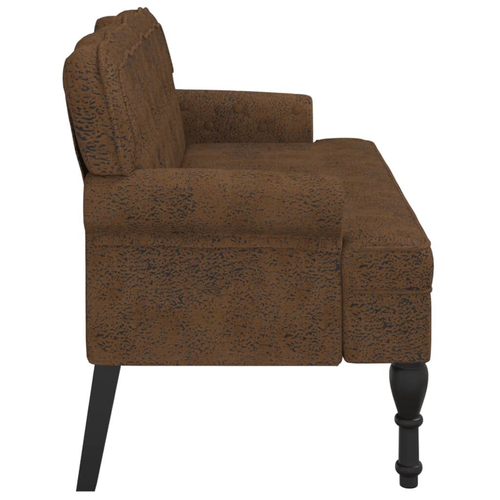 Bench with Backrest Brown 119.5x64.5x75 cm Faux Suede Leather Price