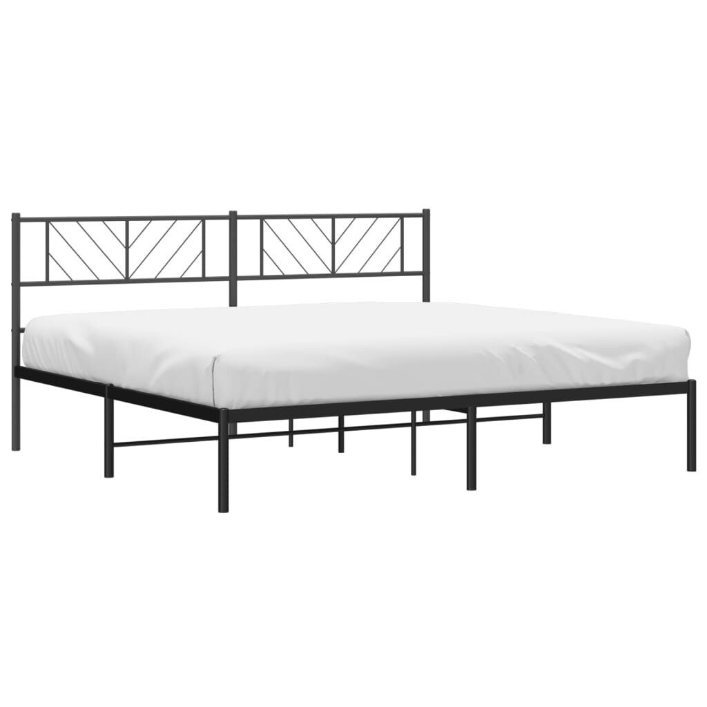 Metal Bed Frame without Mattress with Headboard Black 183x203 cm King Price