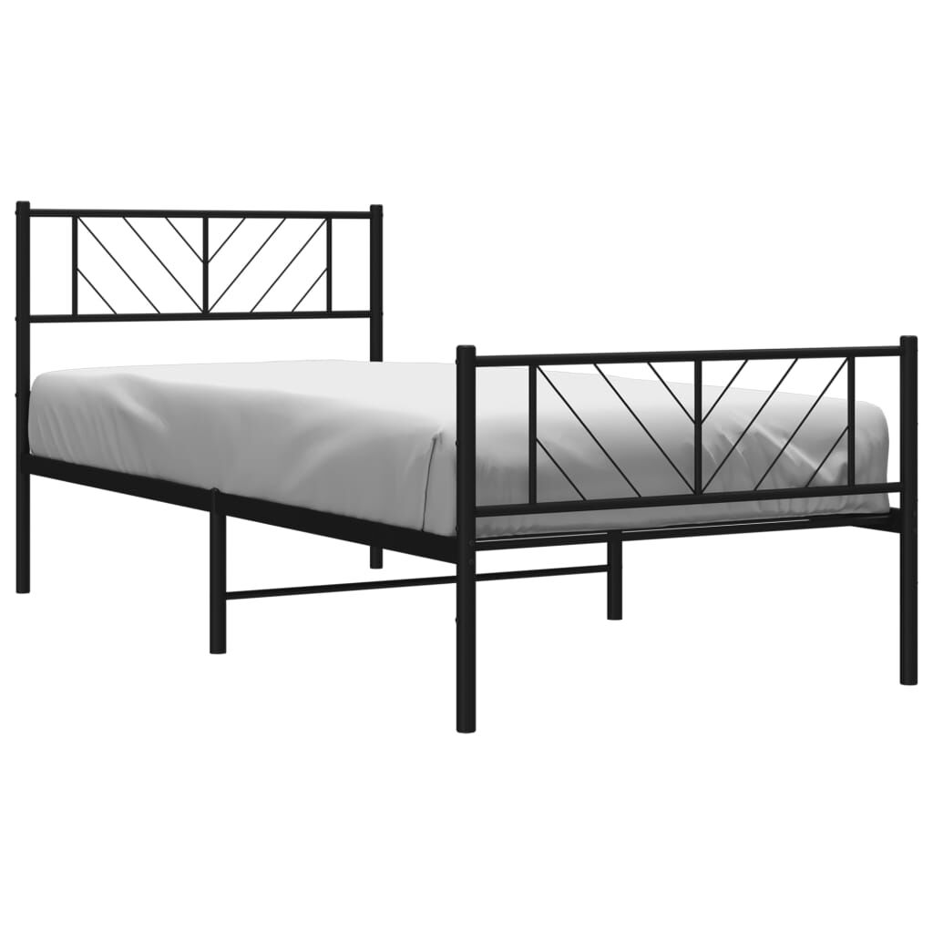 Metal Bed Frame without Mattress with Footboard Black 107x203 cm King Single Price