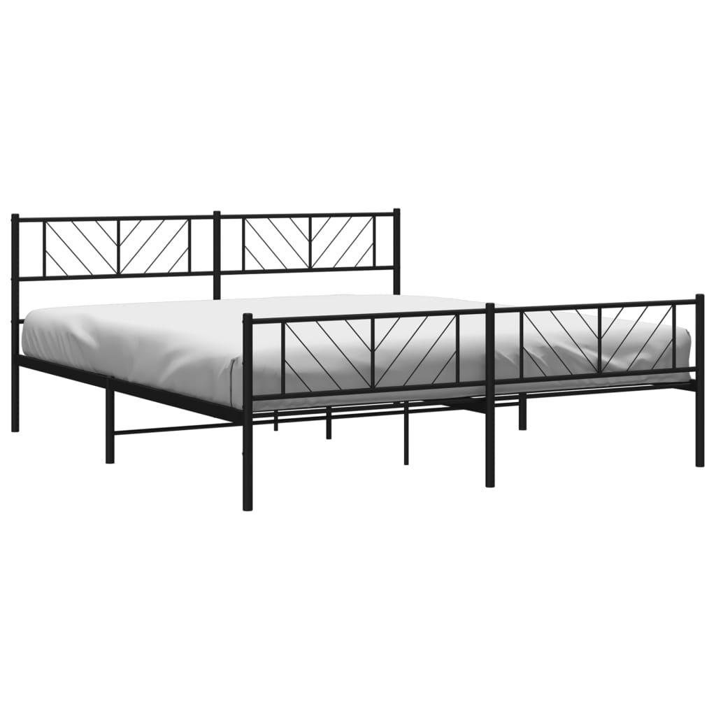 Metal Bed Frame without Mattress with Footboard Black 183x203 cm King Price