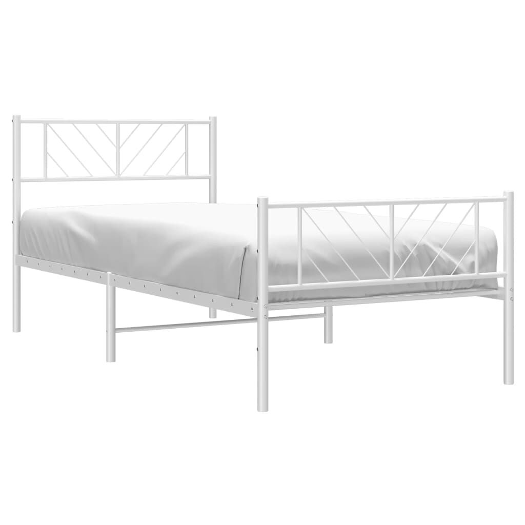 Metal Bed Frame without Mattress with Footboard White 107x203 cm King Single Price