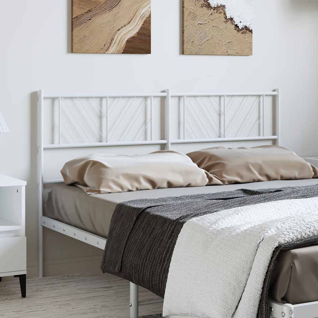 Metal Headboard White 137 cm Double Price