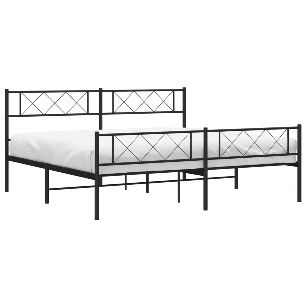 Metal Bed Frame without Mattress with Footboard Black 183x203 cm King Price
