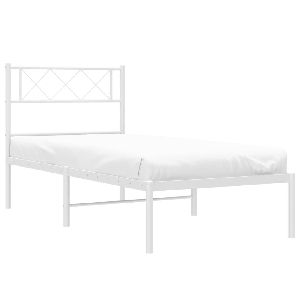 Metal Bed Frame without Mattress with Headboard White 107x203 cm King Single Price
