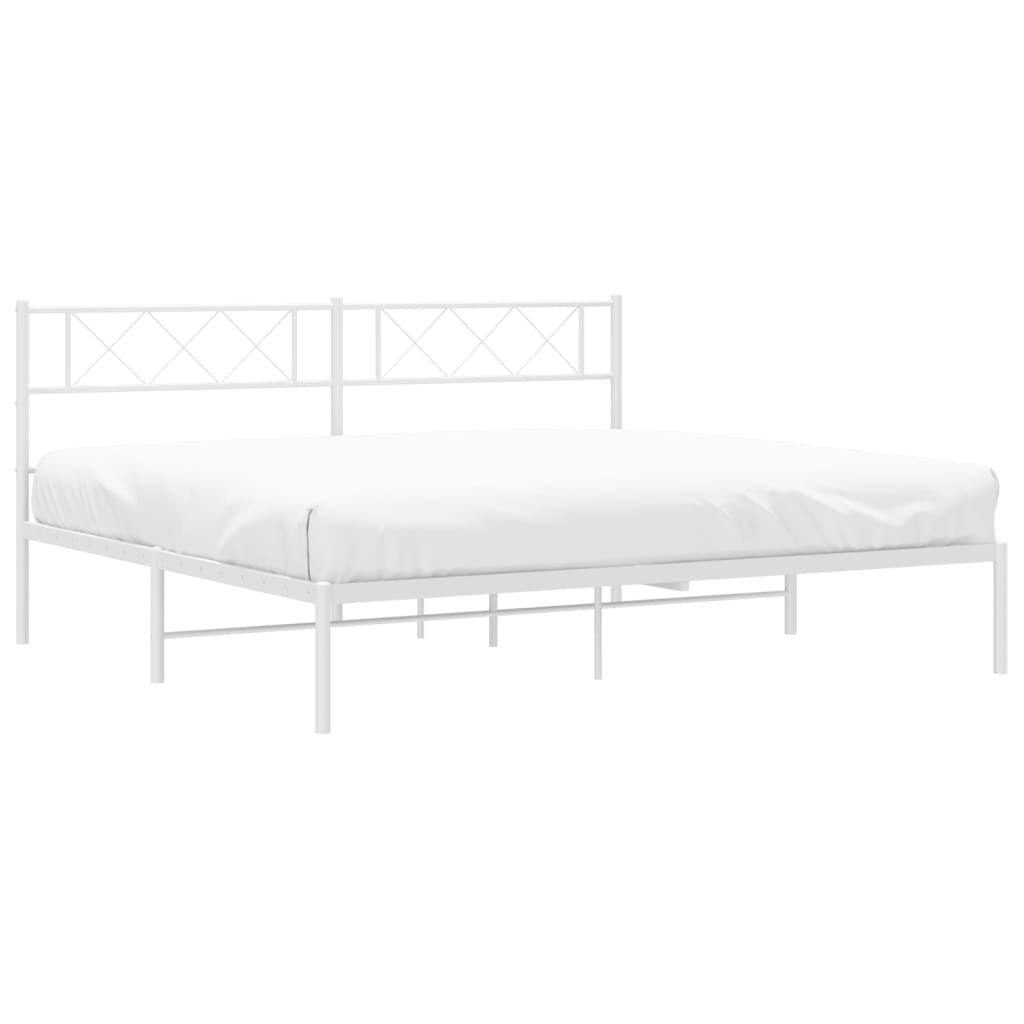 Metal Bed Frame without Mattress with Headboard White 183x203 cm King Price